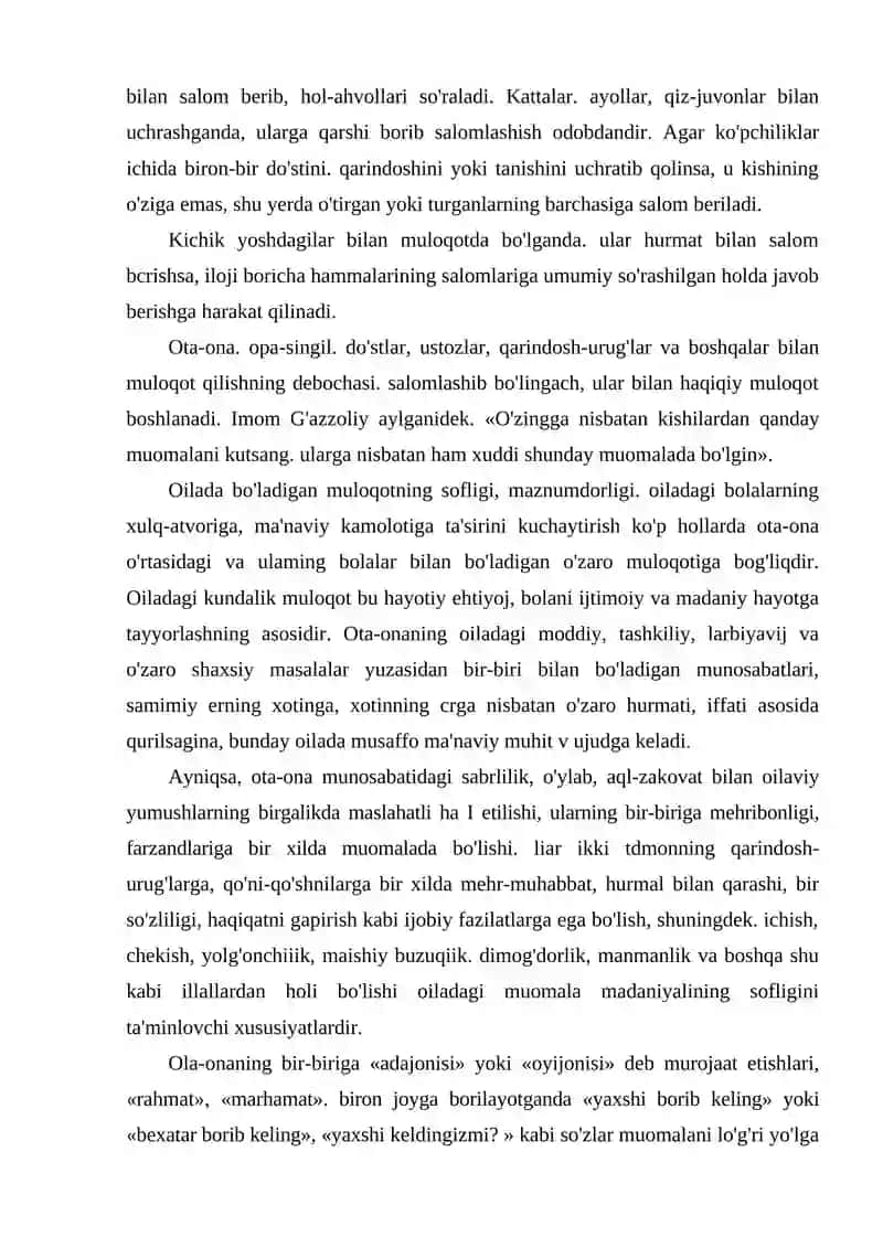 Muomala mahorati 4