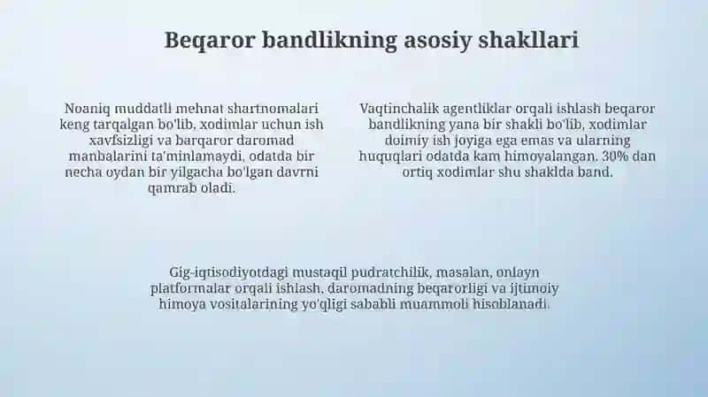 Beqaror bandlik: shakllari, imkoniyatlari va muammolari 4
