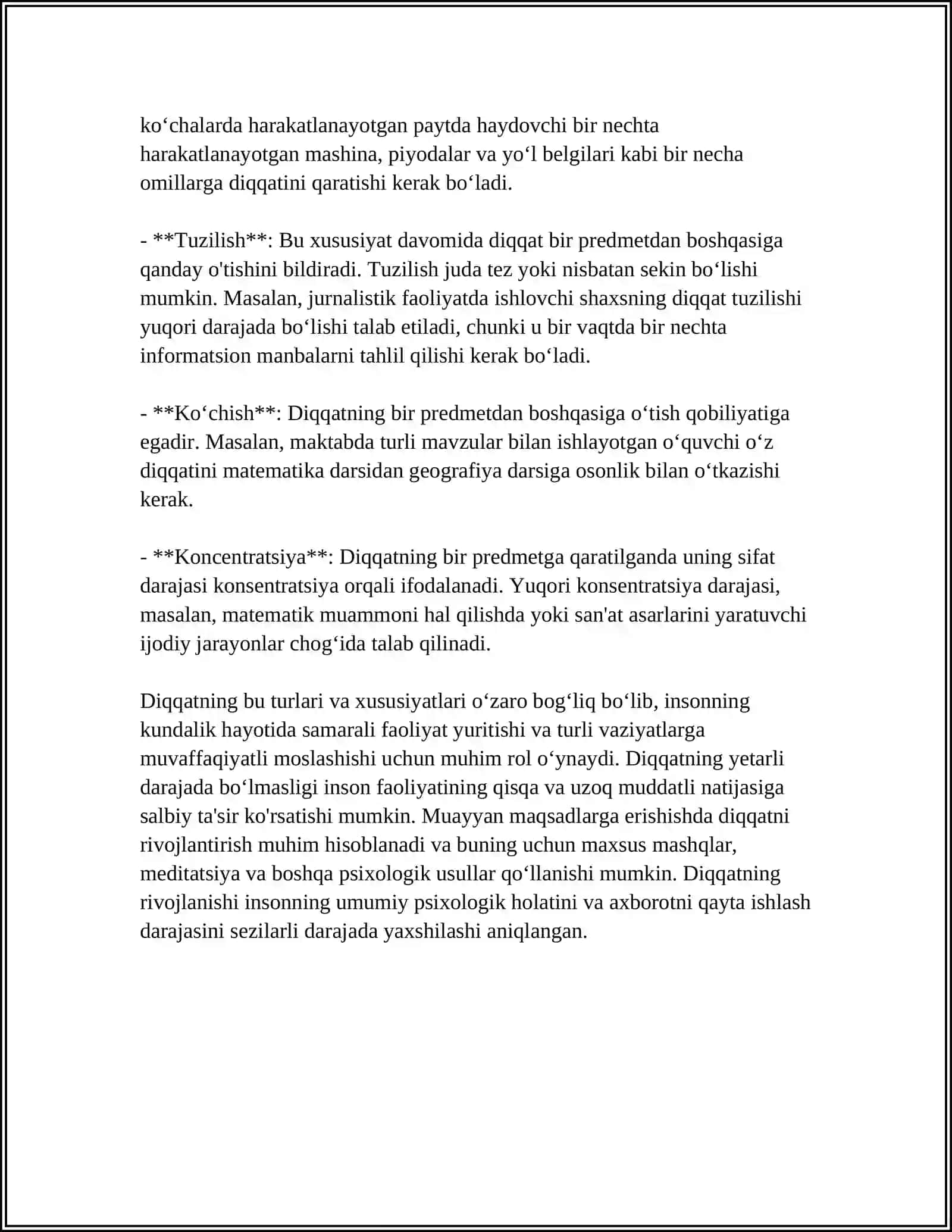 DIQQAT, SEZGI, IDROK VA XOTIRA 4