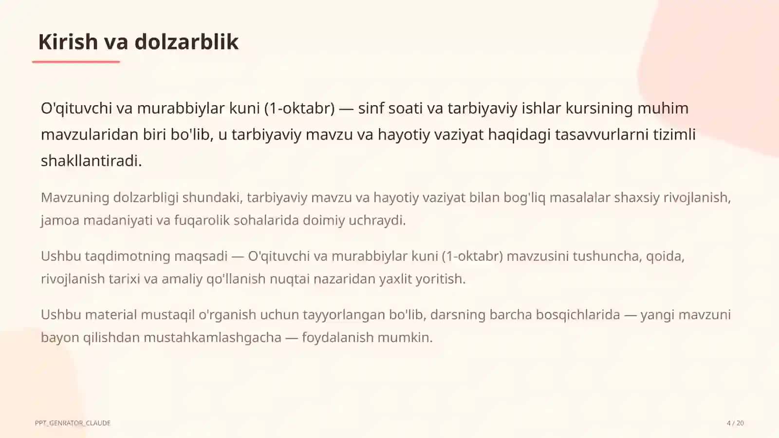 Sinf soati va tarbiyaviy tadbirlar 4