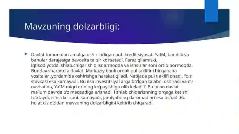 Davlatning pul kredit siyosati maqsad va dastaklari 4