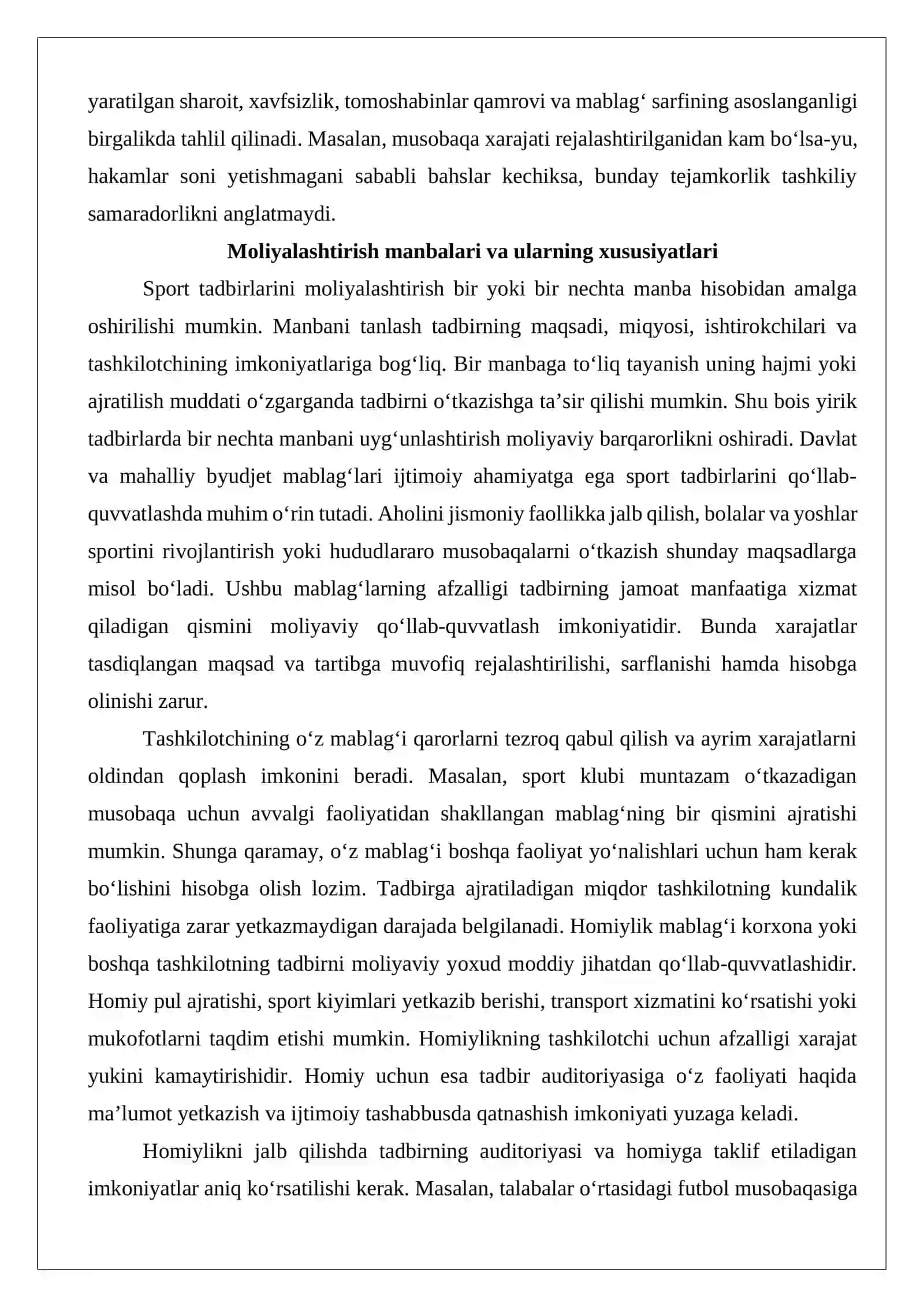 Sport tadbirlarini moliyalashtirish va homiylarni jalb qilish 4