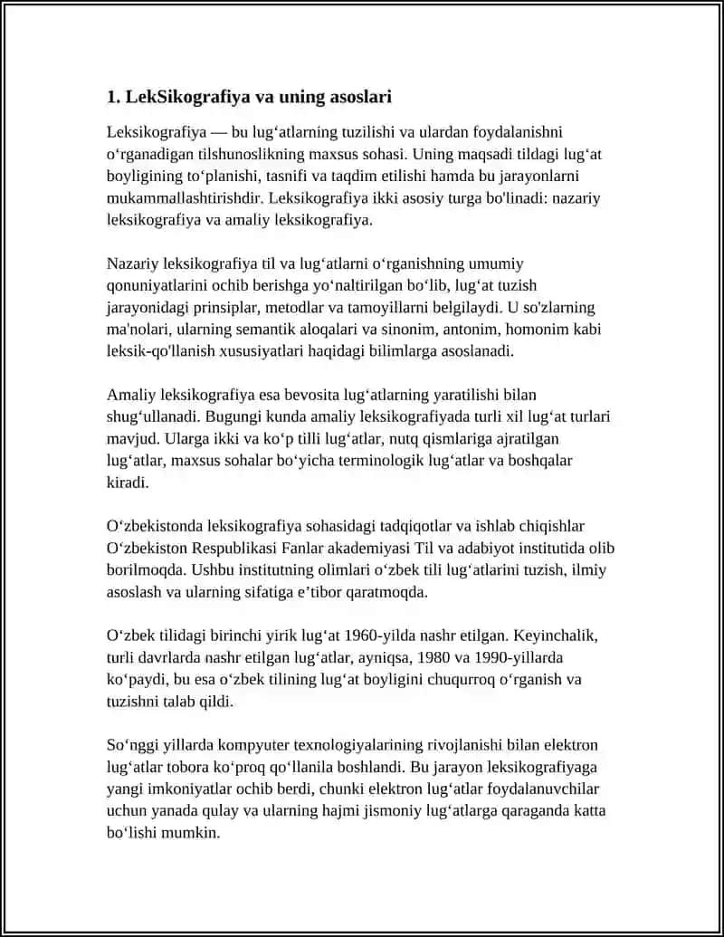 LEKSIKOGRAFIYA LUG'ATLAR VA ULARNING TIPLARI:ENSIKLOPEDIK VA LINGVISTIK LUG'ATLAR.BIR TILLI KO'P TILLI LINGVISTIK LUG'ATLAR.BIR TILLI LINGVISTIK LUG'ATLARNING TIPLARI 4