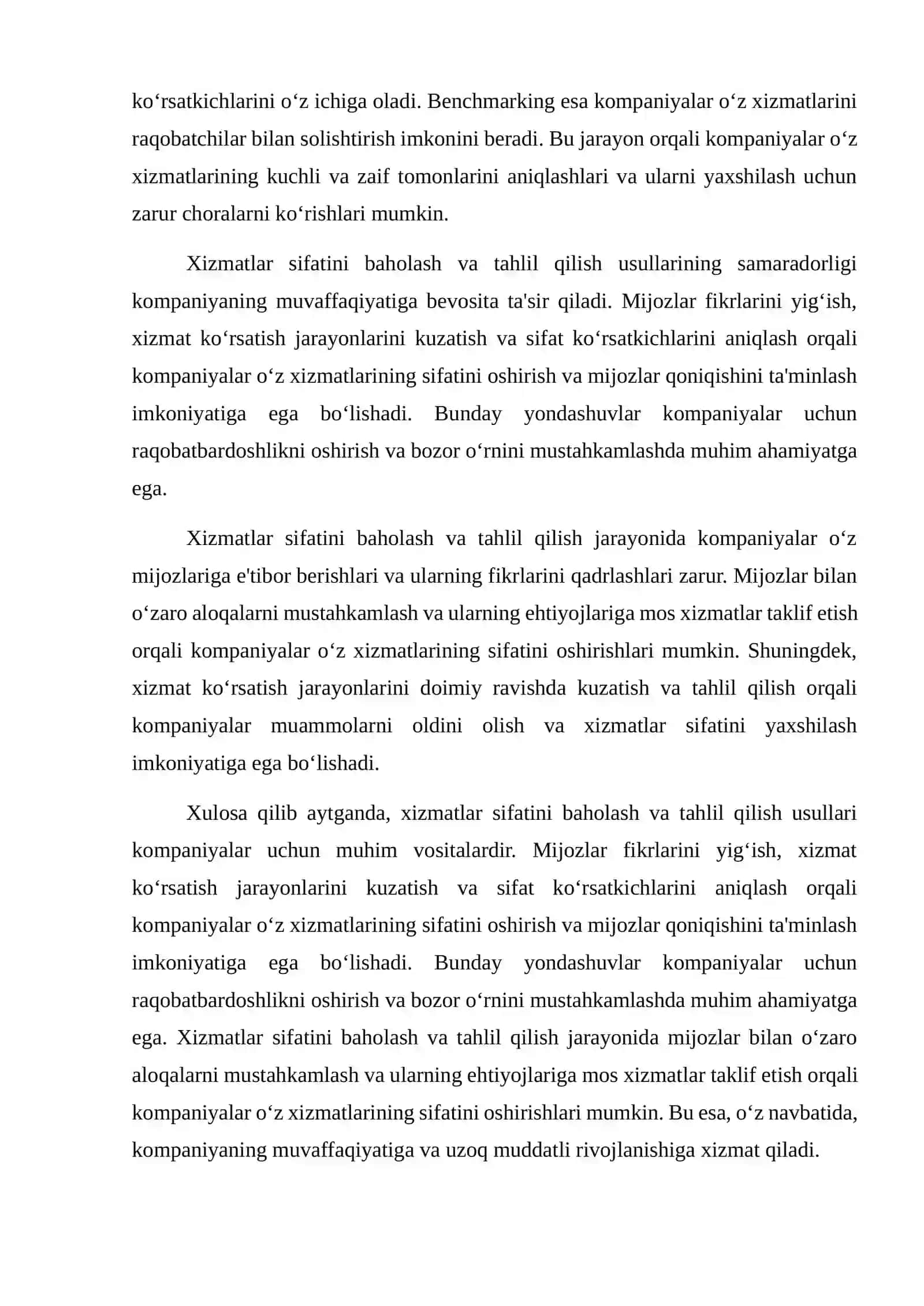 Xizmatlar sifatini oshirish tadbirlari va usullari 4