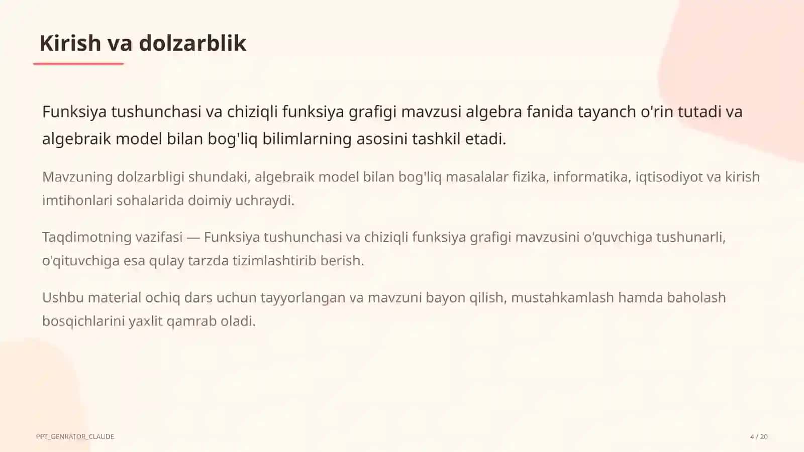 Funksiya tushunchasi va chiziqli funksiya grafigi (7-sinf) 4