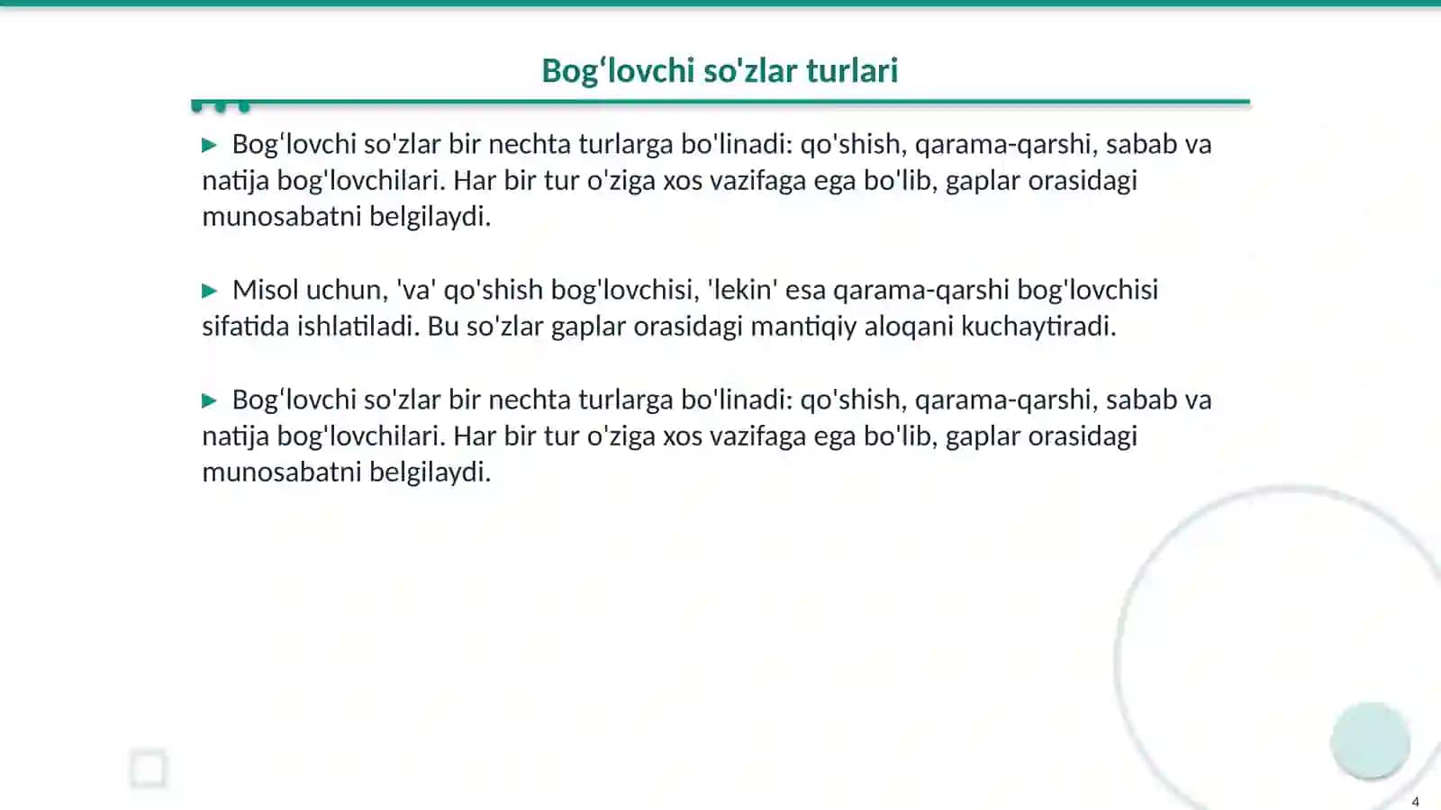 Yordamchi soʻz turkumlari 4