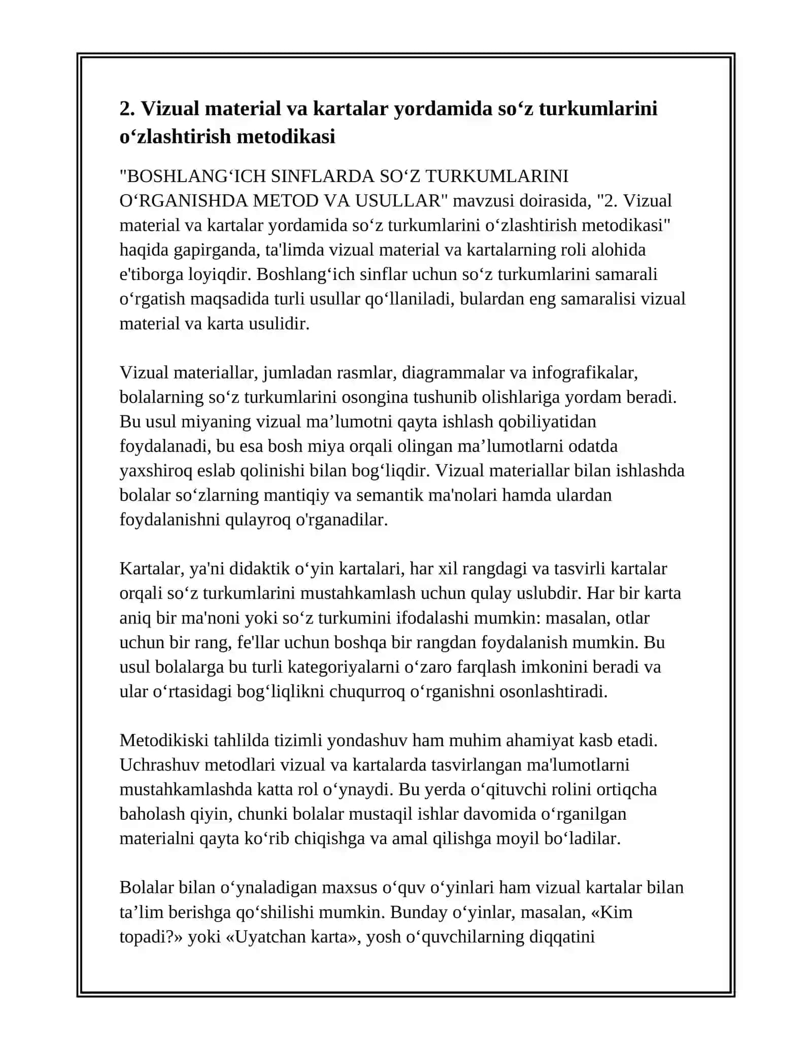 Boshlangʻich sinflarda soʻz turkumlarini oʻrgatish metod va usullari 4