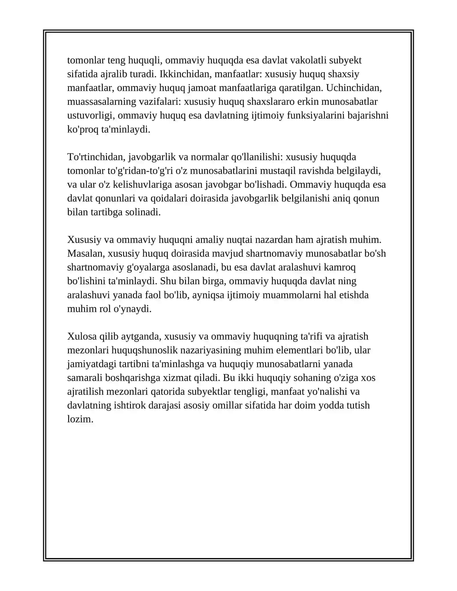 Huquq tizimini xususiy va ommaviy huquqqa ajratish 4