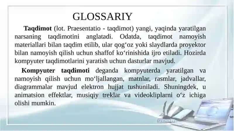 TAQDIMOTLARNIISHLAB CHIQISHNING INSTRUMЕNTAL VOSITALARI 4