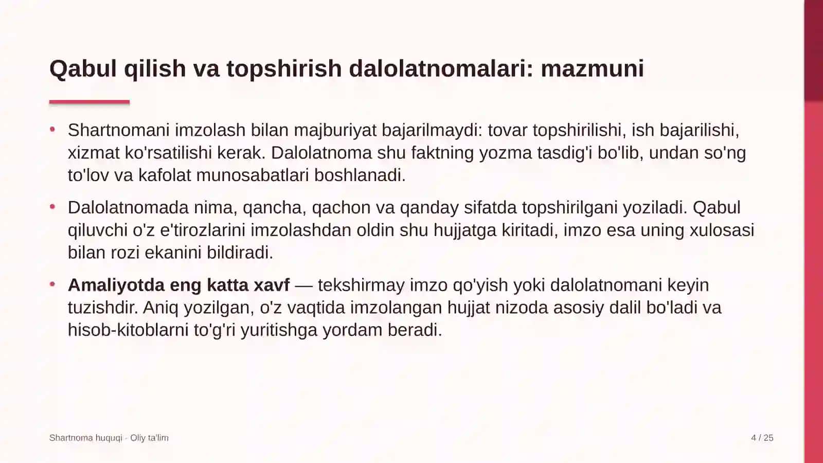 xususiy banklarda shartnoma bo'yicha qabul qilish va topshirish dalolatnomalarini rasmiylashtirish 2826 4