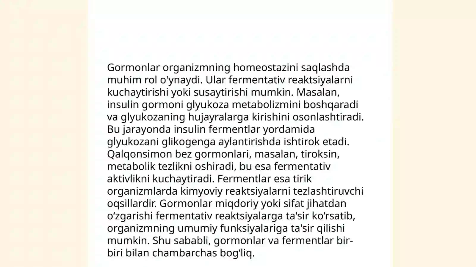 Biokimyoviy jarayonlarda garmonlar boshqaruvi 4