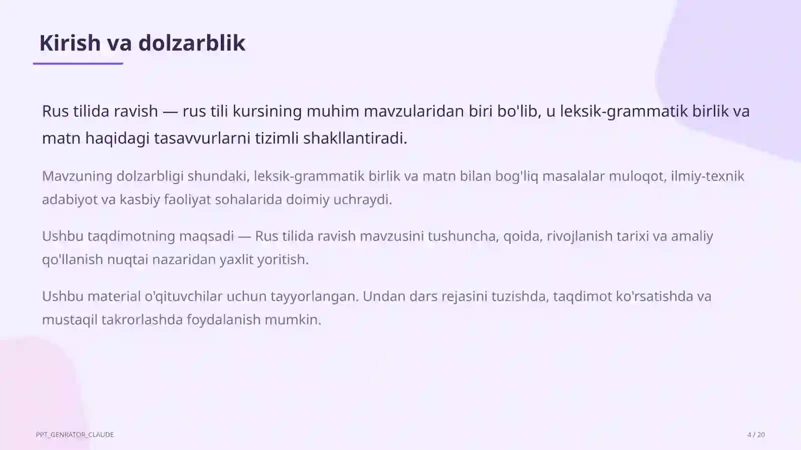 Rus tilida ravish (7-sinf) 4