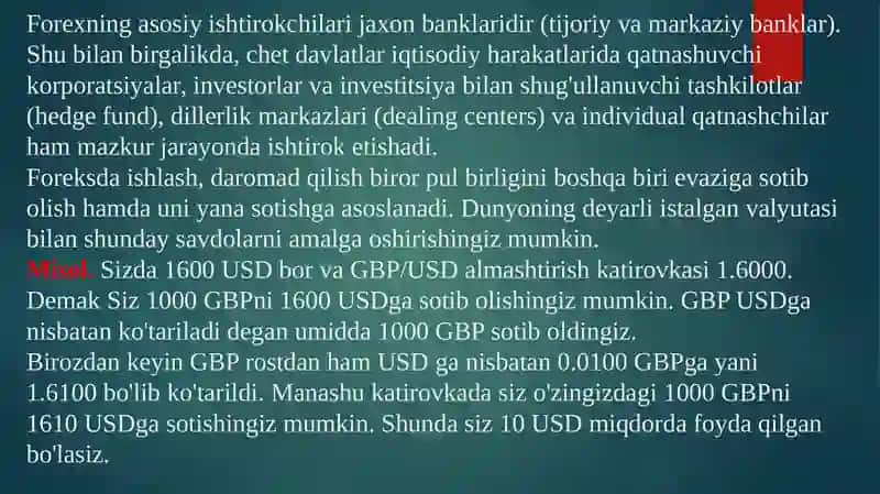 FOREX BOZORI.VALYUTA JUFTLIKLARI NIMA?BOZOR ISHLASH VAQTI. 4