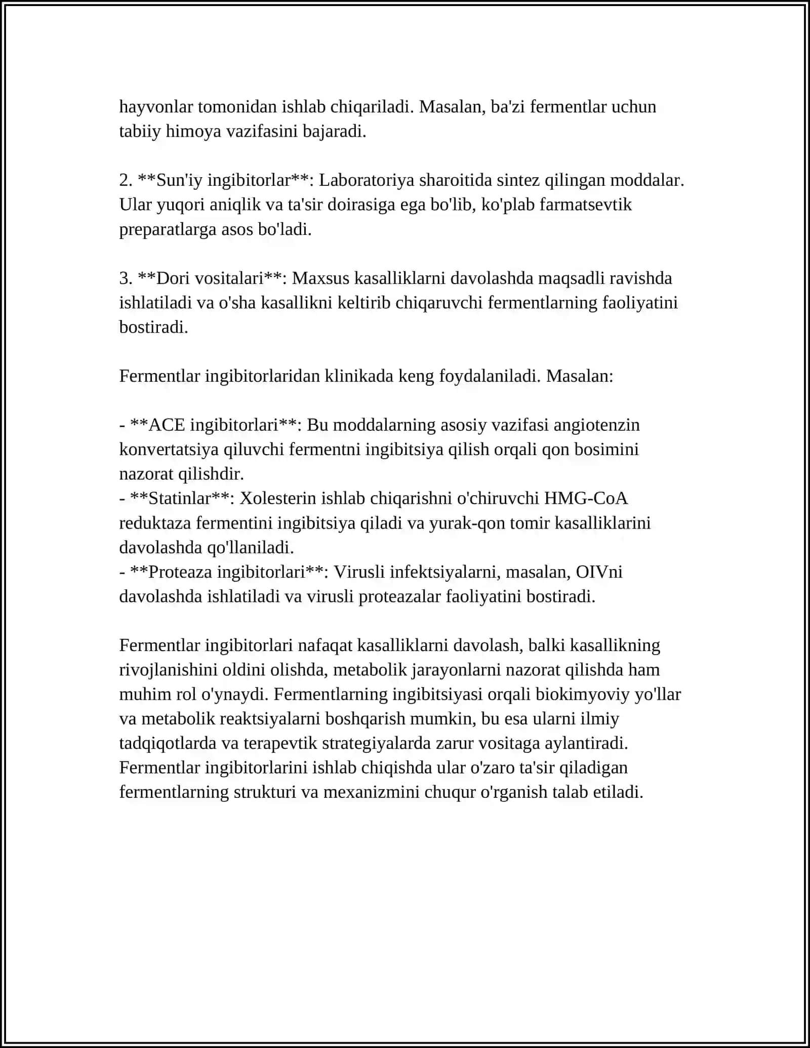 FERMENTLAR INGIBITORLARI, ULARNI KLINIKADA QO'LLANILISHI 4