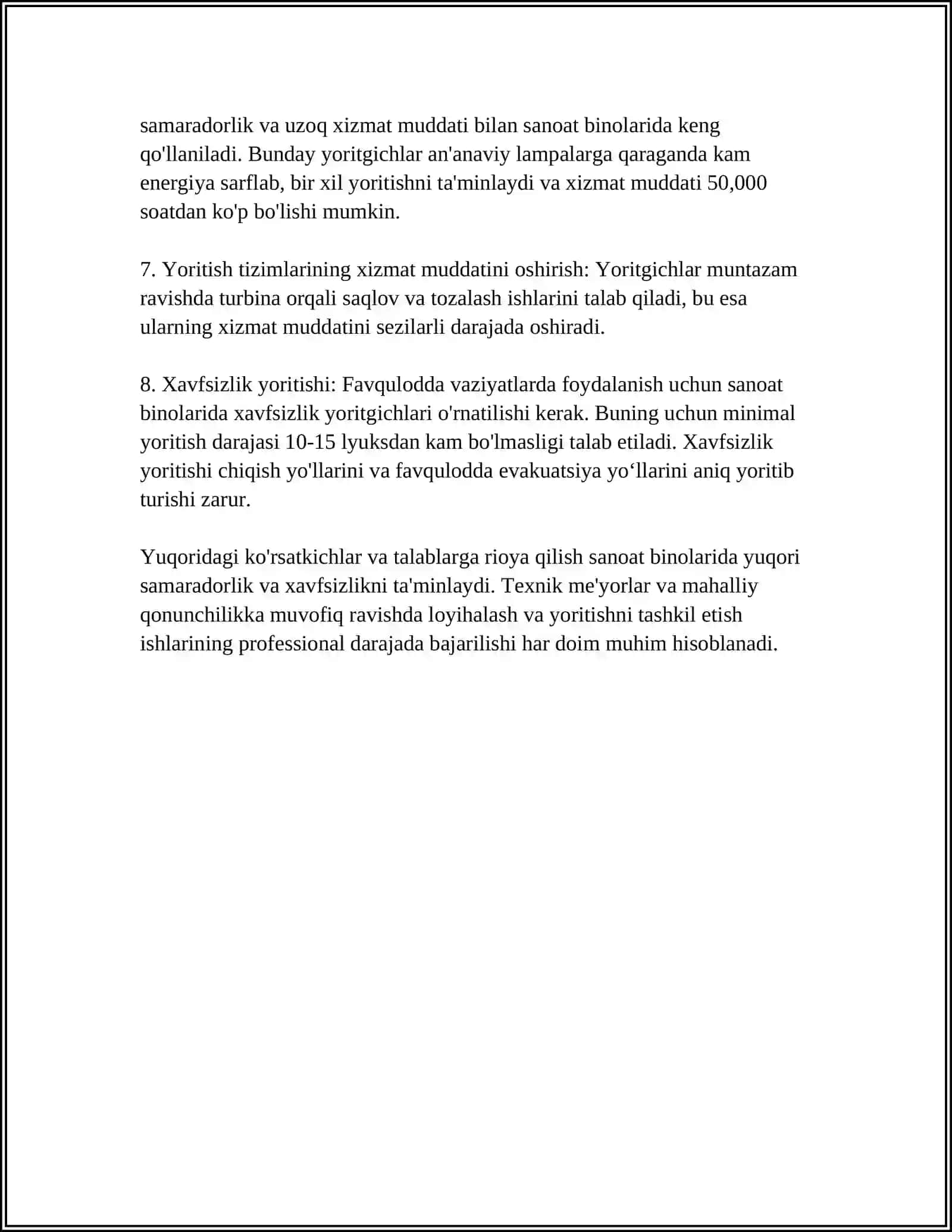 SANOAT BINOLARINING YORITILISHIGA QOʻYILADIGAN TALABLAR 4