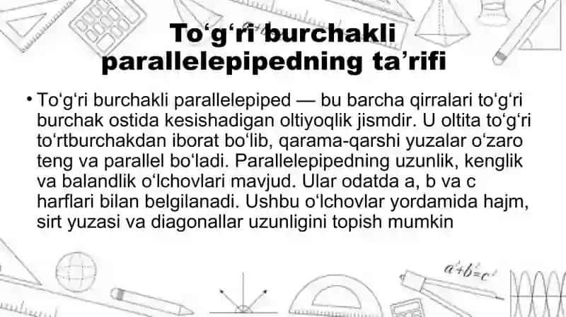 To’griburchakli parallelepiped 4