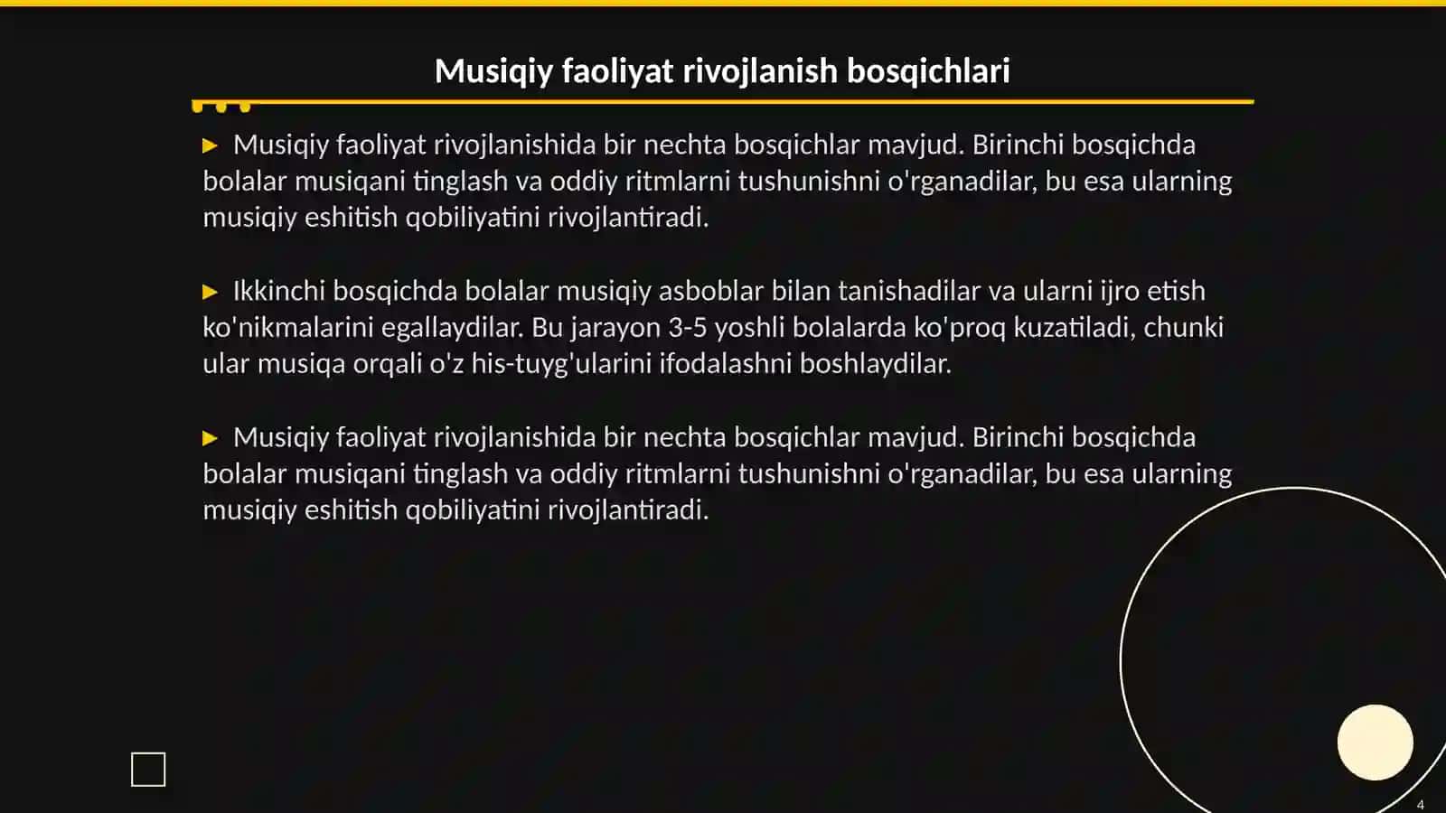 Maktabgacha kichik yoshdagi bolalarni musiqiy faloiyat mazmuni 4