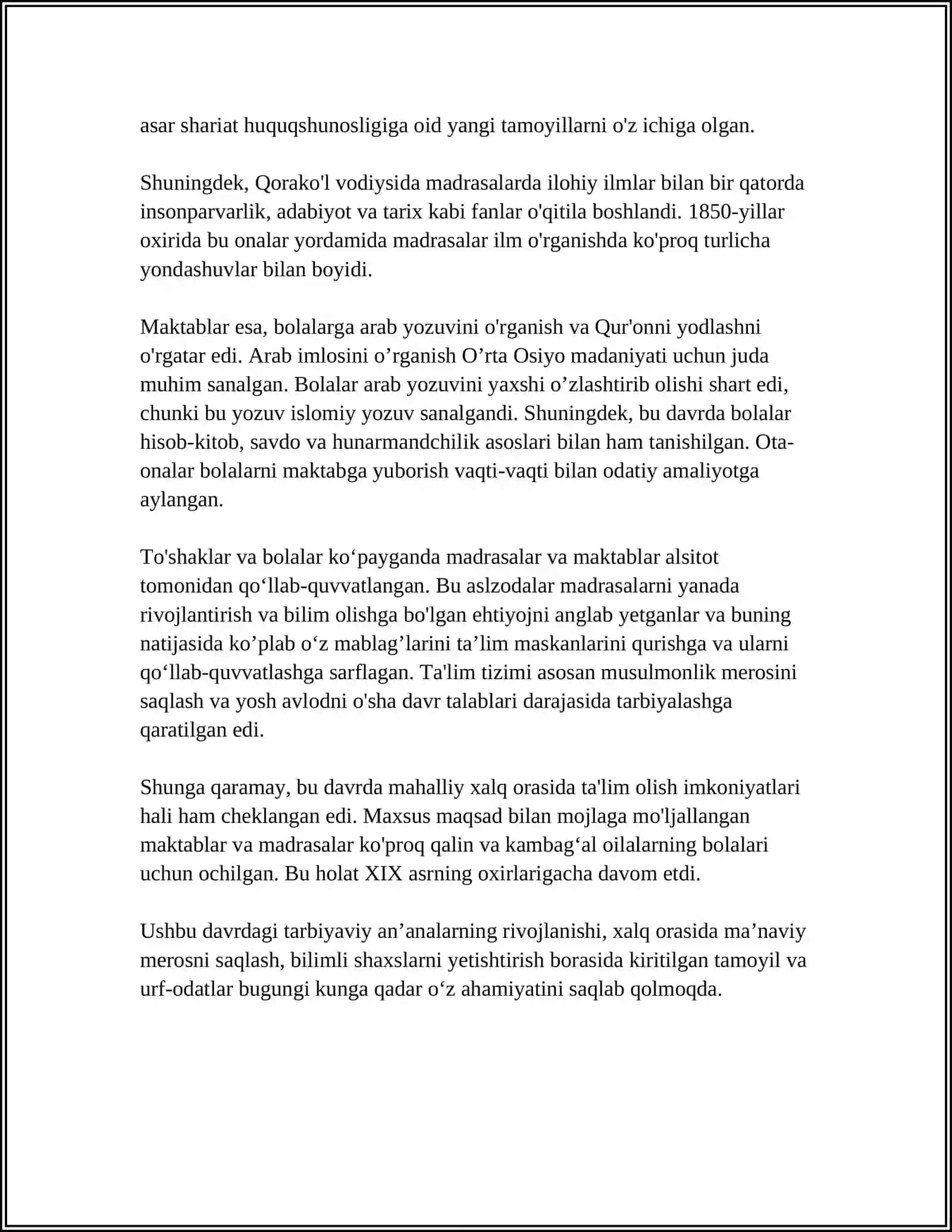 XVII-XIX ASRNING BIRINCHI YARMIDA TARBIYA, MAKTAB VA PEDAGOGIK FIKRLAR 4