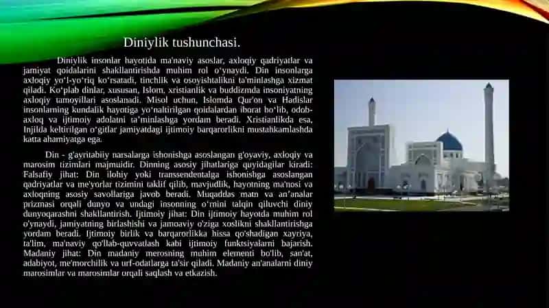 Jamiyathayotida dunyoviylik va diniylik munosibatlarini muammolari 4