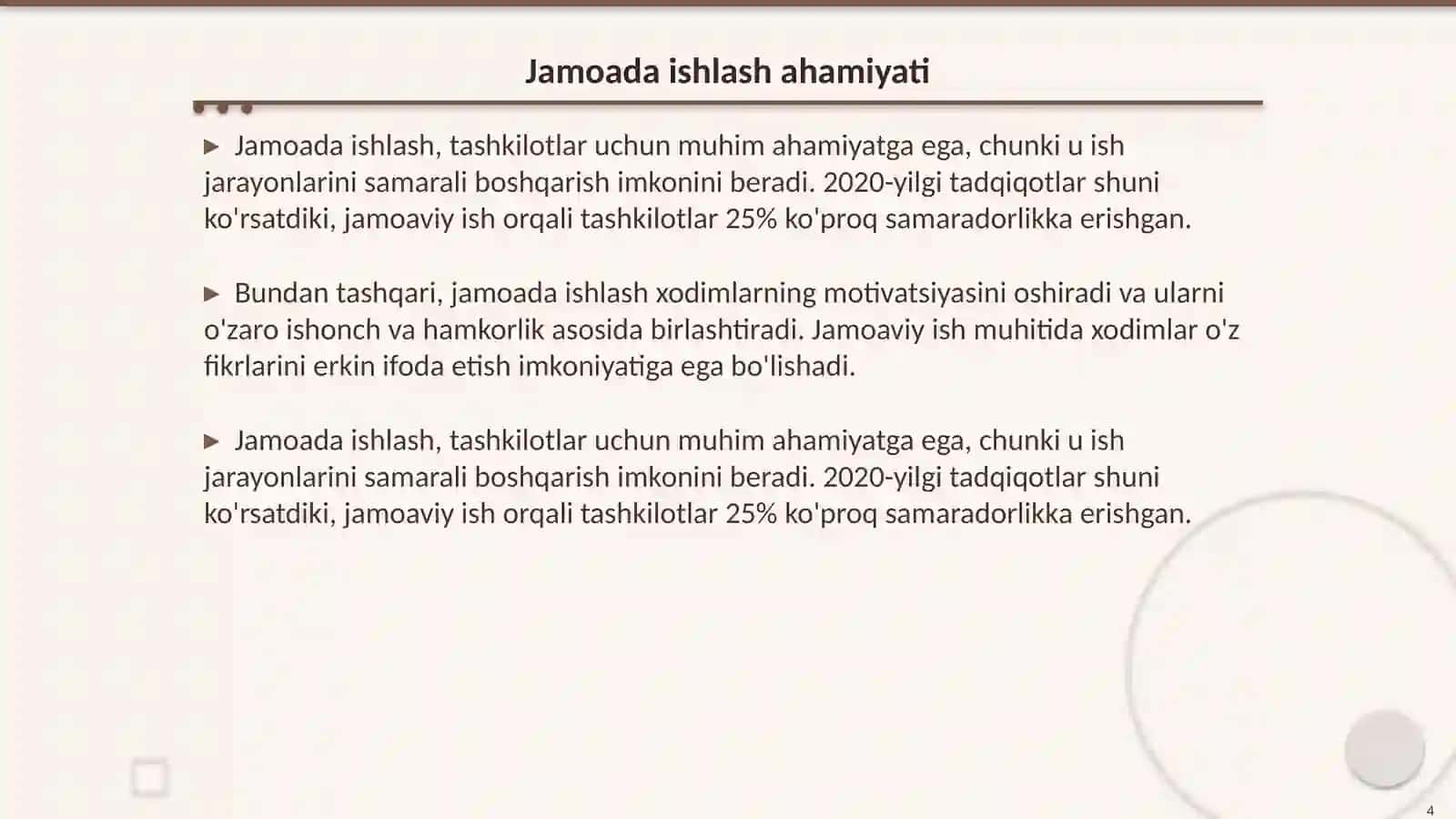 Jamoada ishlash va (teamworking) va uning afzalliklari 4