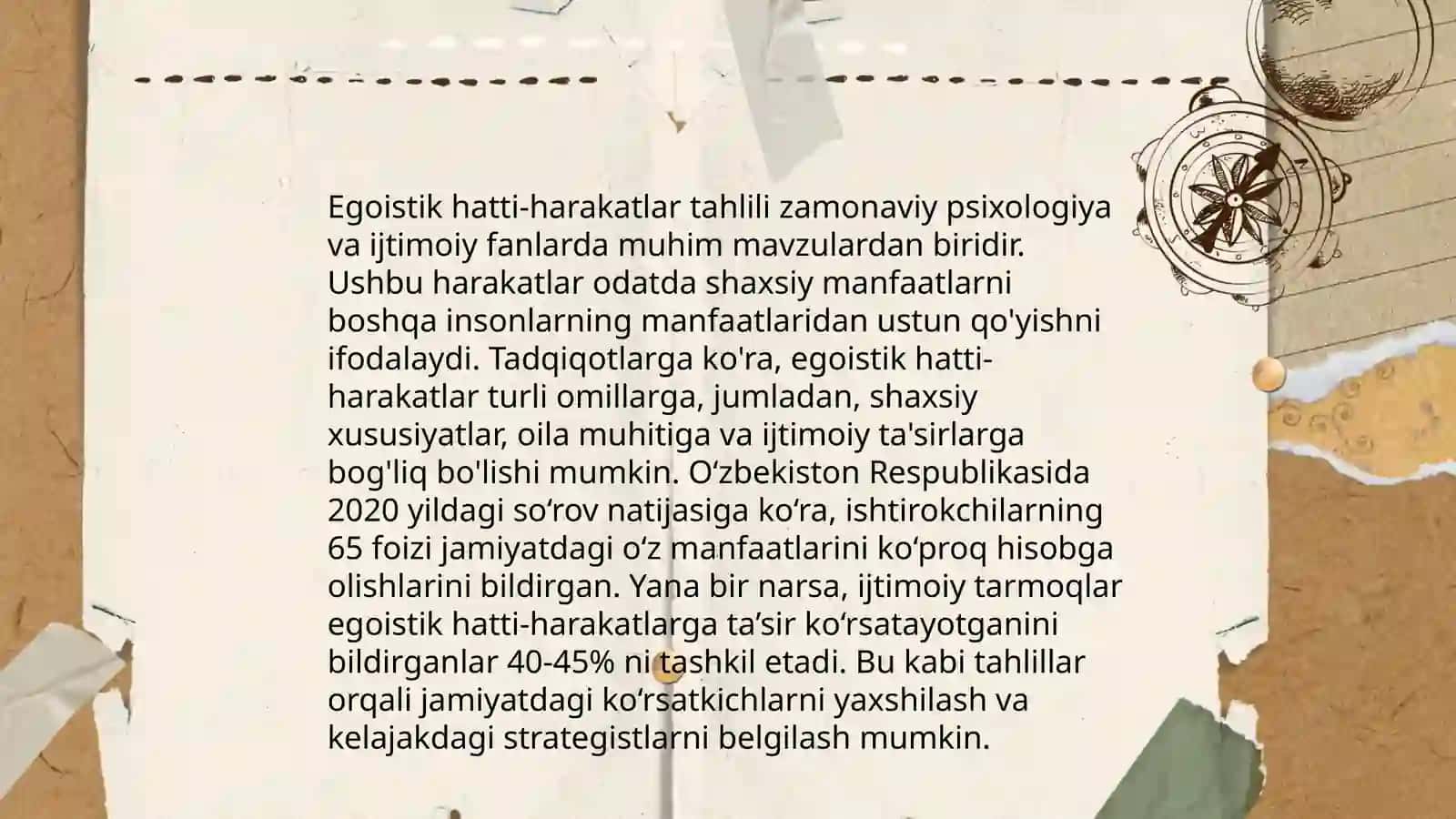 Egoizm va shaxslararo munosabatlar 4