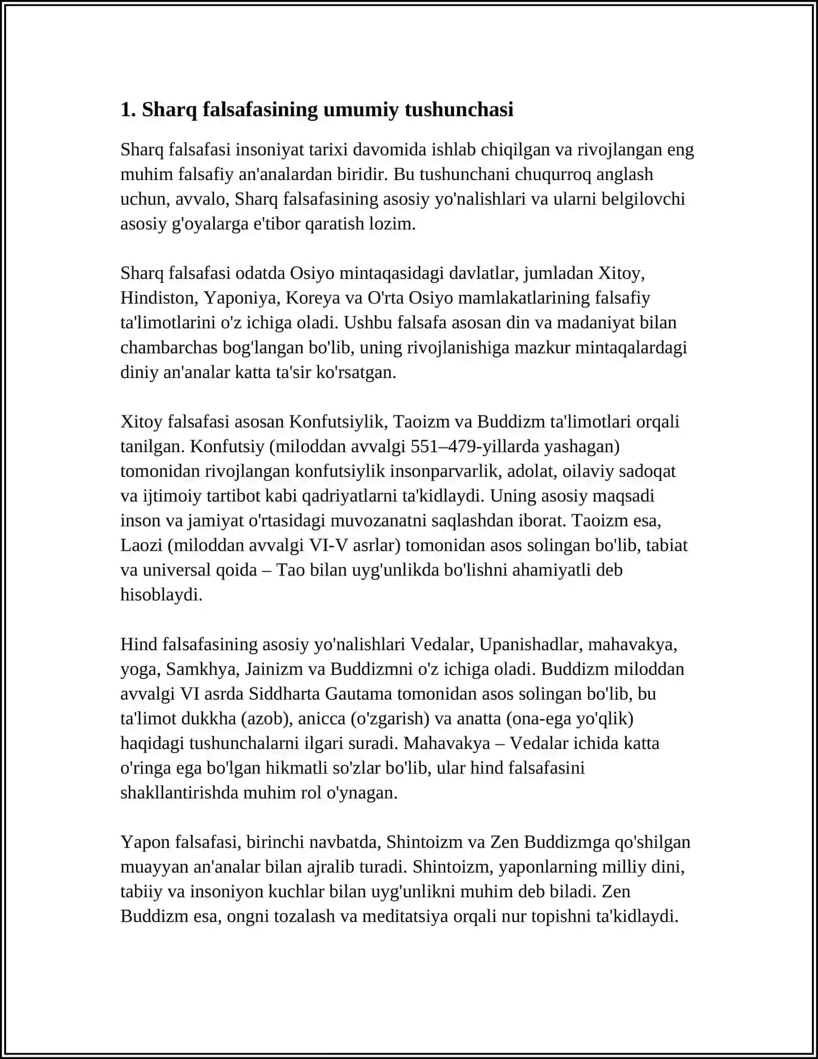 FALSAFANING TAFAKKUR BOSHQICHLARI: SHARQ FALSAFASI 4