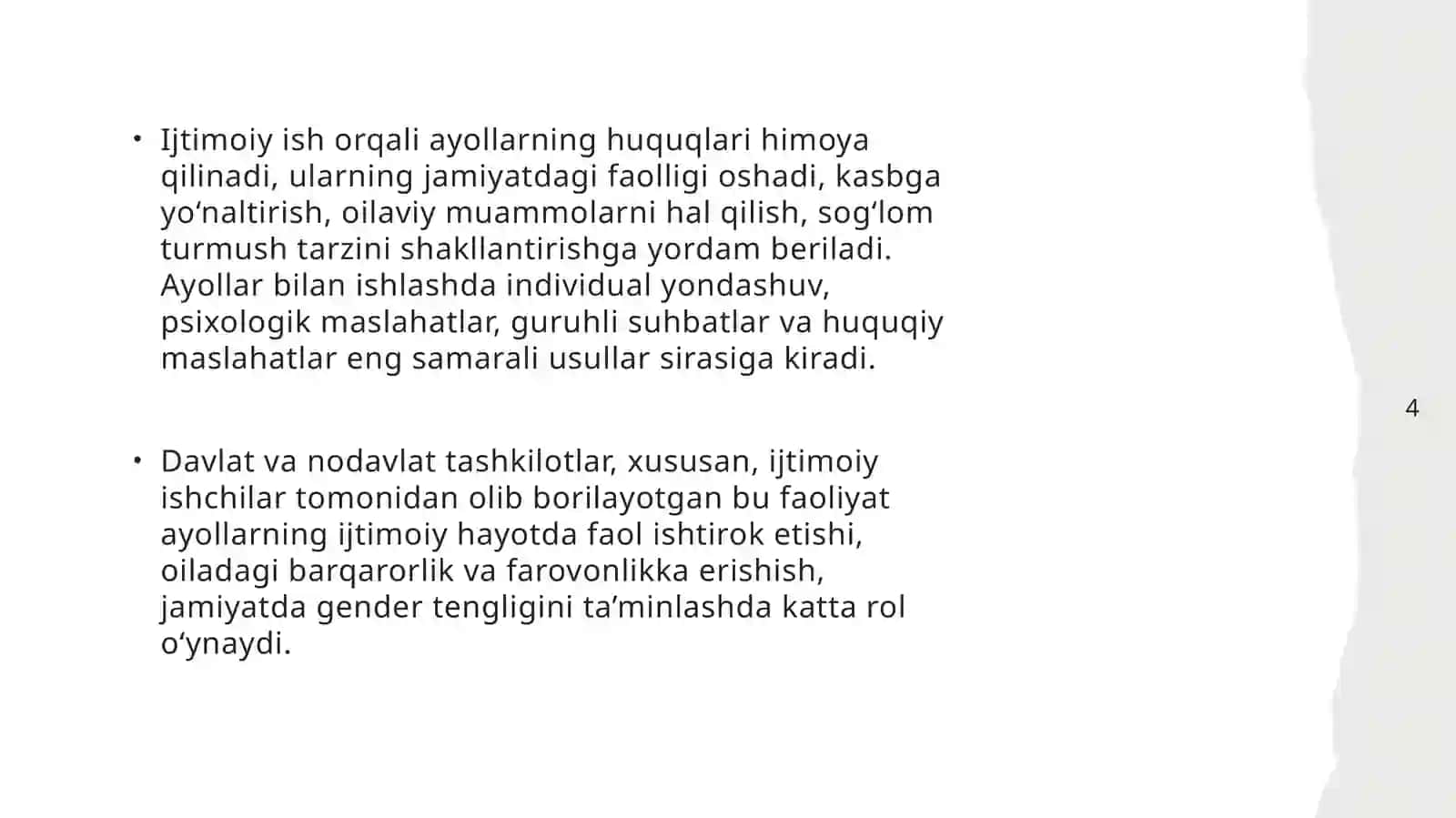 Ayollar bilan ijtimoiy ish usullari 4