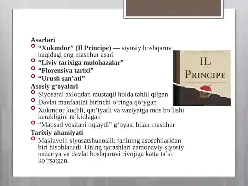 Makiavellining “Xukmdor” asari 4