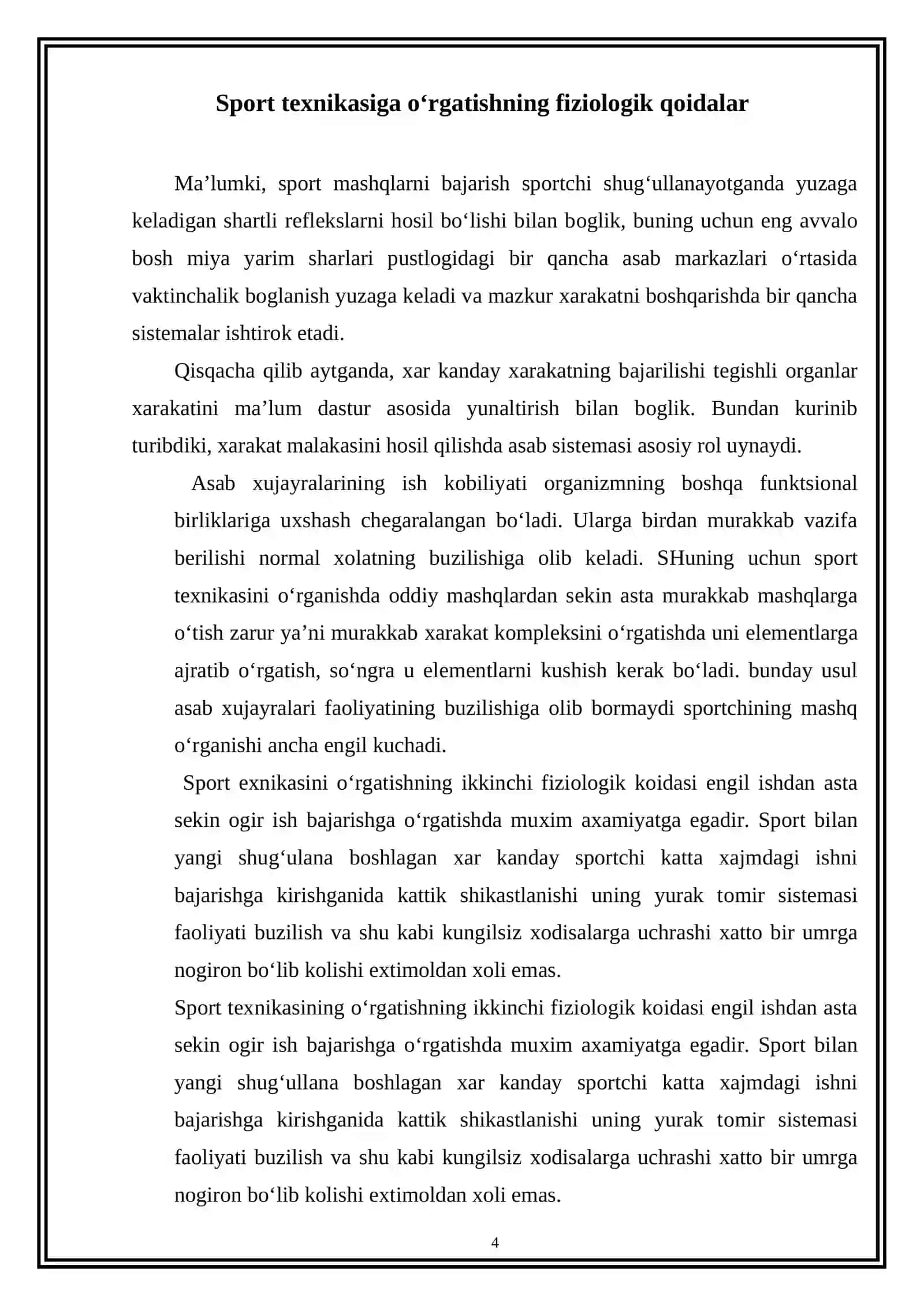 Sport texnikasiga o‘rgatishning fiziologik qoidalari 4