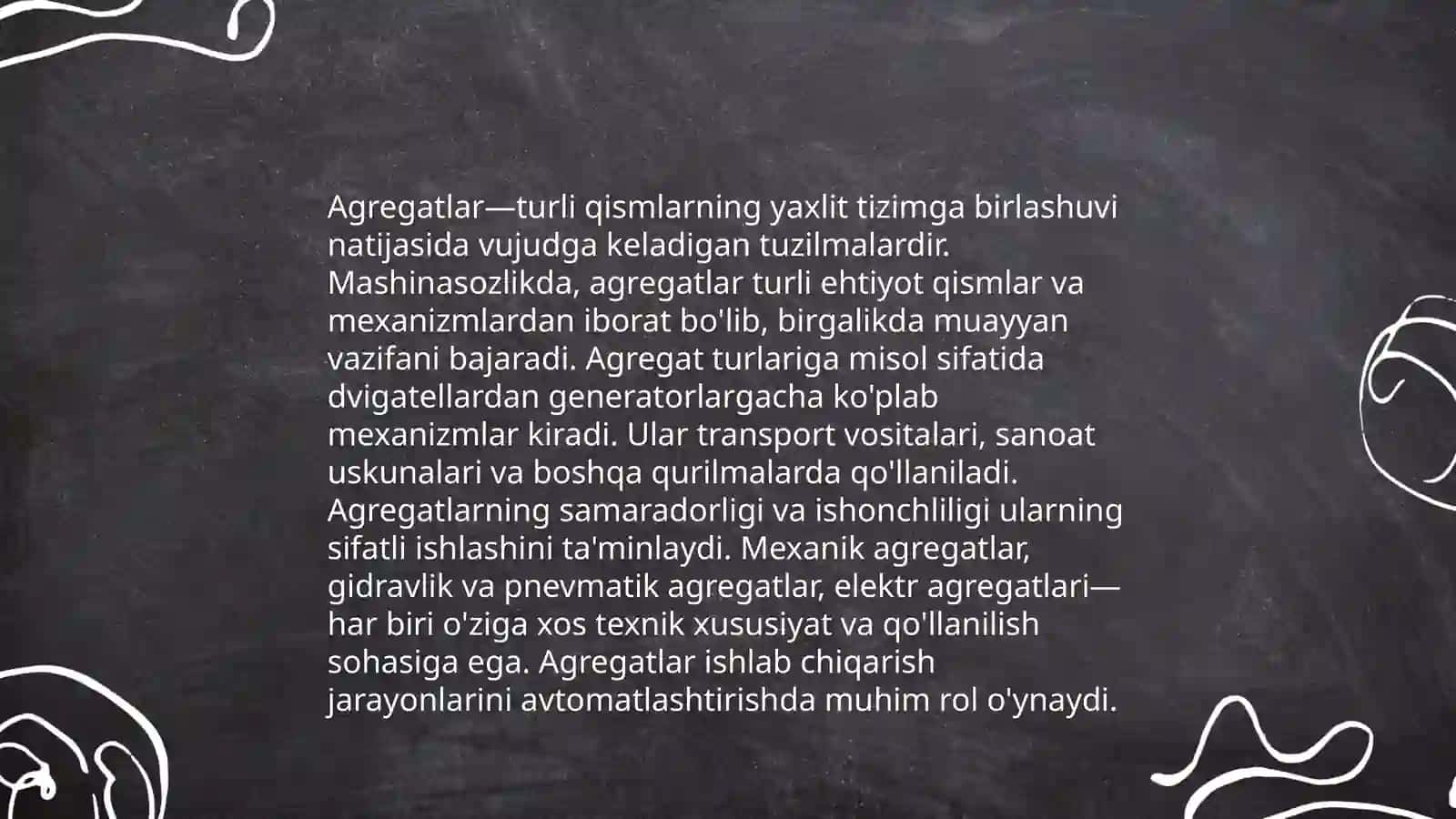 Agregat konstruksiyasi ga quyiladigan talablar 4