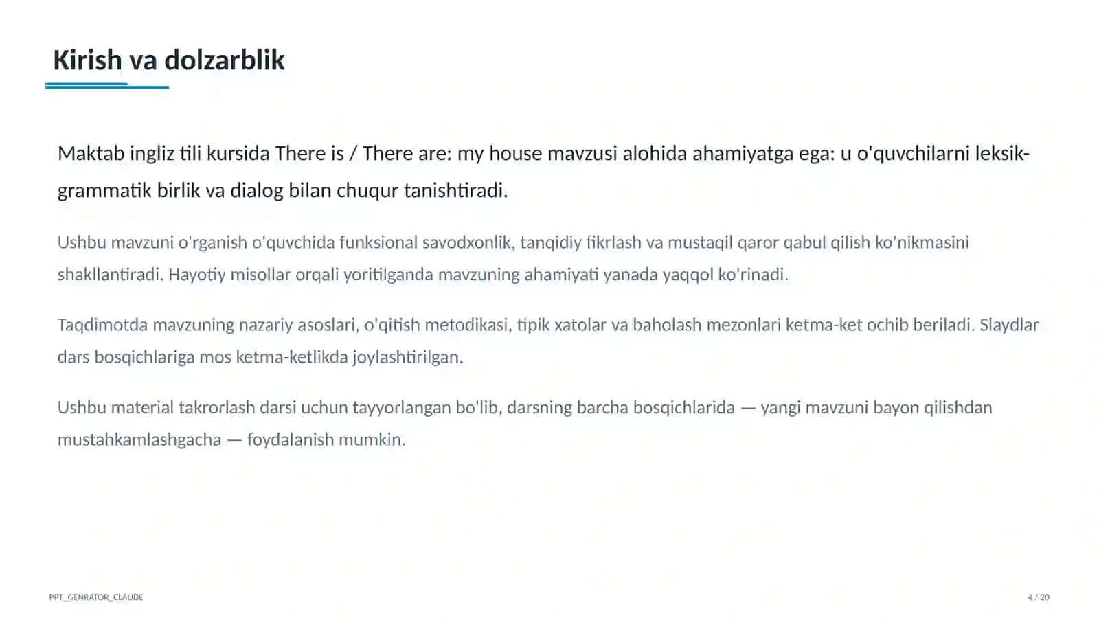 There is / There are: my house (4-sinf) 4