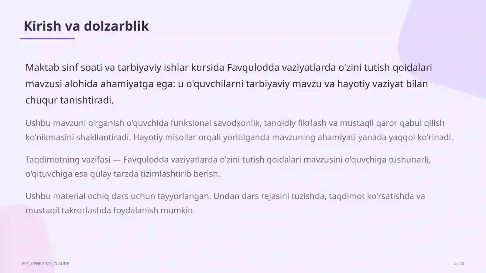 Favqulodda vaziyatlarda o'zini tutish qoidalari 4