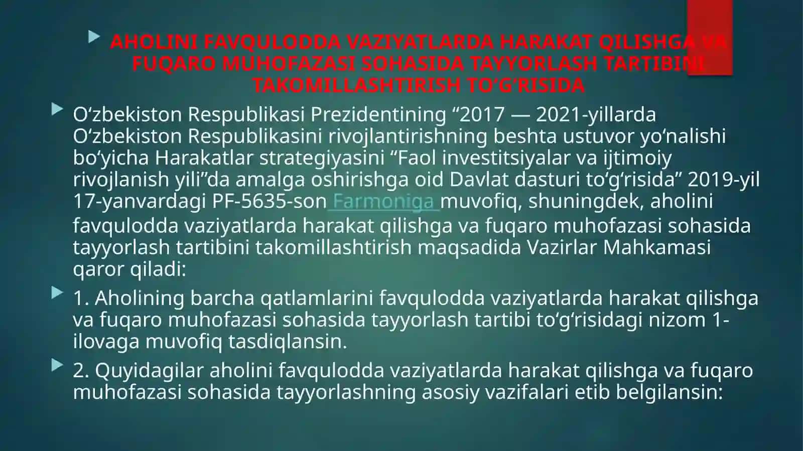 Voqea sodir bo’lgan taqdirda aholining harakatlanishi 4
