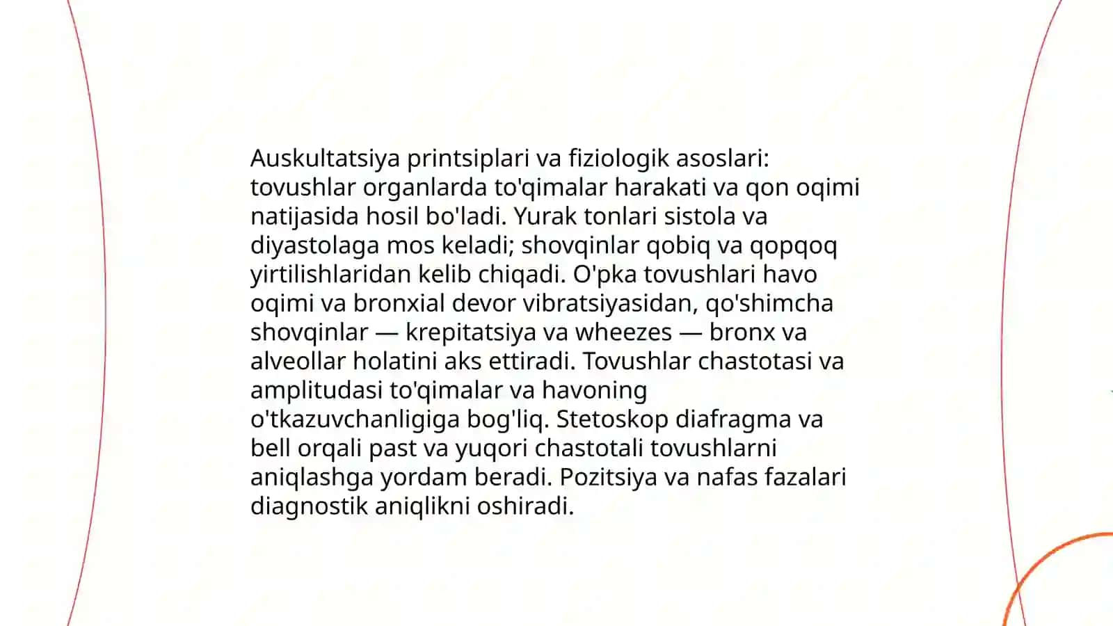 Tibbiy diagnostika tovushdan foydalanish. Auskulitatsiya 4