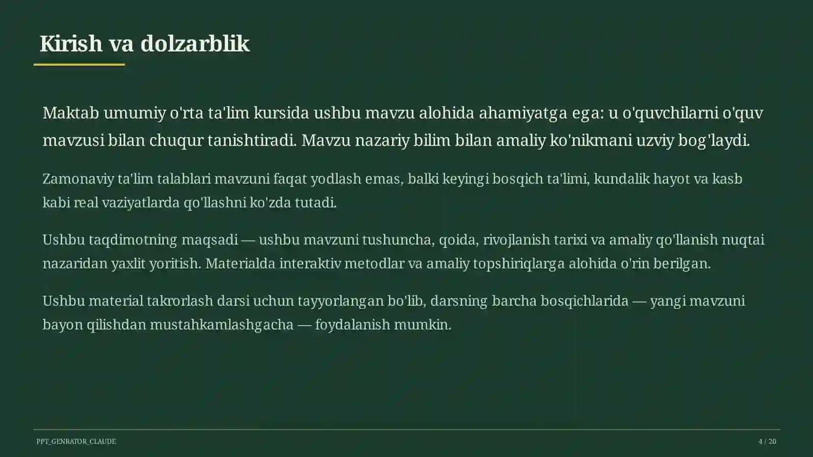 Spiral yondashuv: bilim va ko'nikmalarni sinfdan sinfga bosqichma-bosqich rivojlantirish 4