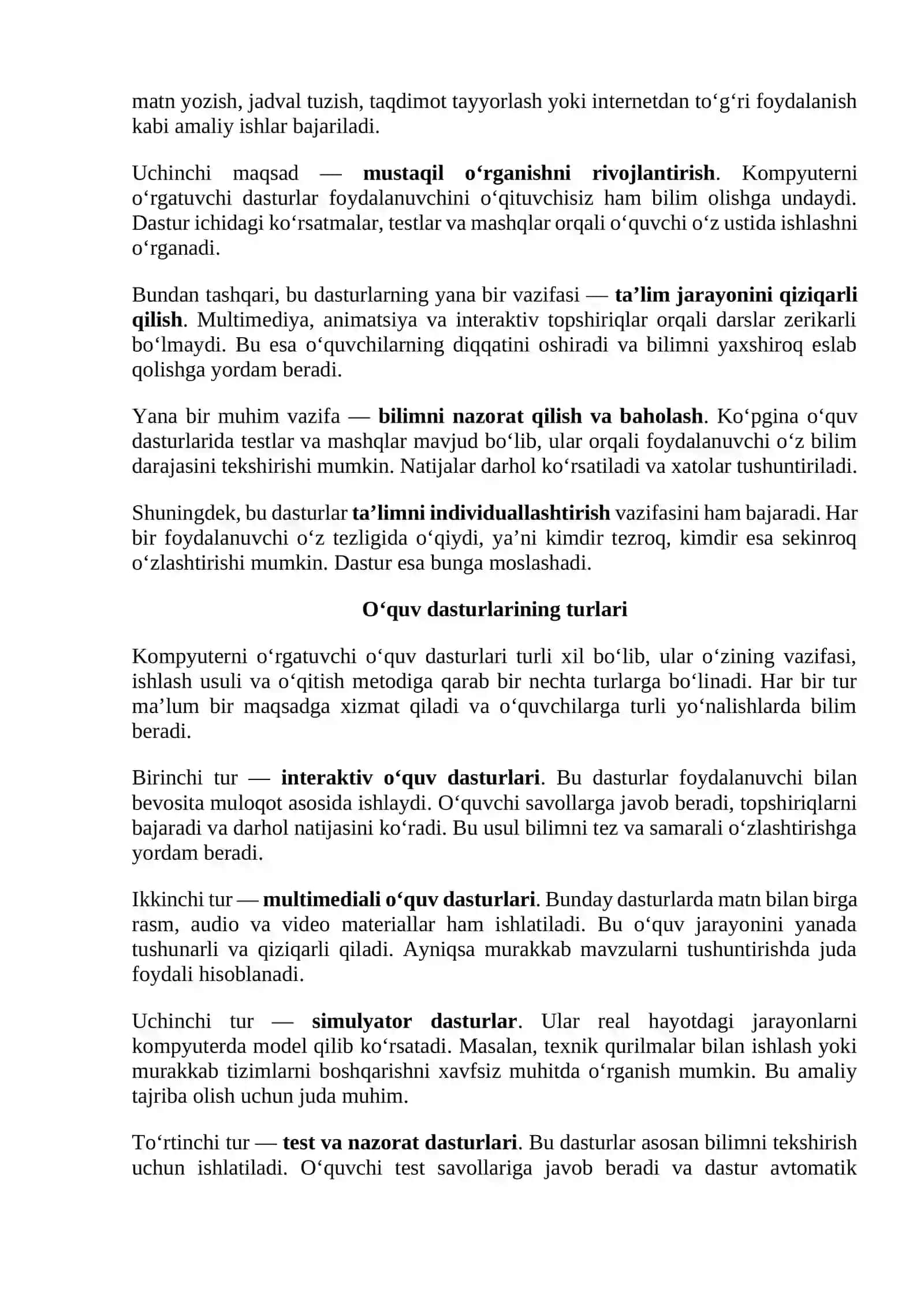 Kompyuterni o’rgatuvchi dasturlar 4