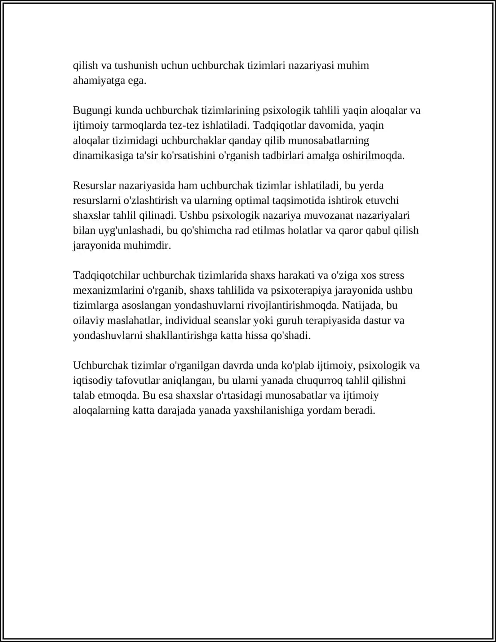 Uchburchak tizimining psixologik asoslari 4