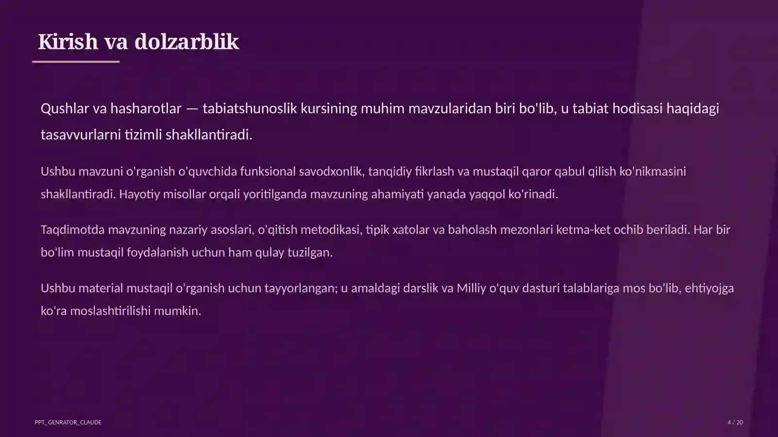Qushlar va hasharotlar (2-sinf) 4
