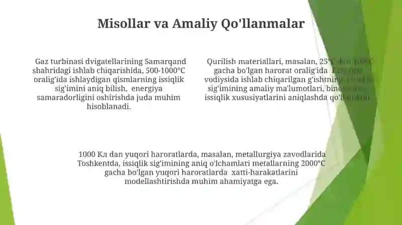 O'rtacha va Haqiqiy Issiqlik Sig'imi 4