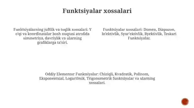 Oddiy Elementar Funktsiyalar va Ularning Xossalari 4