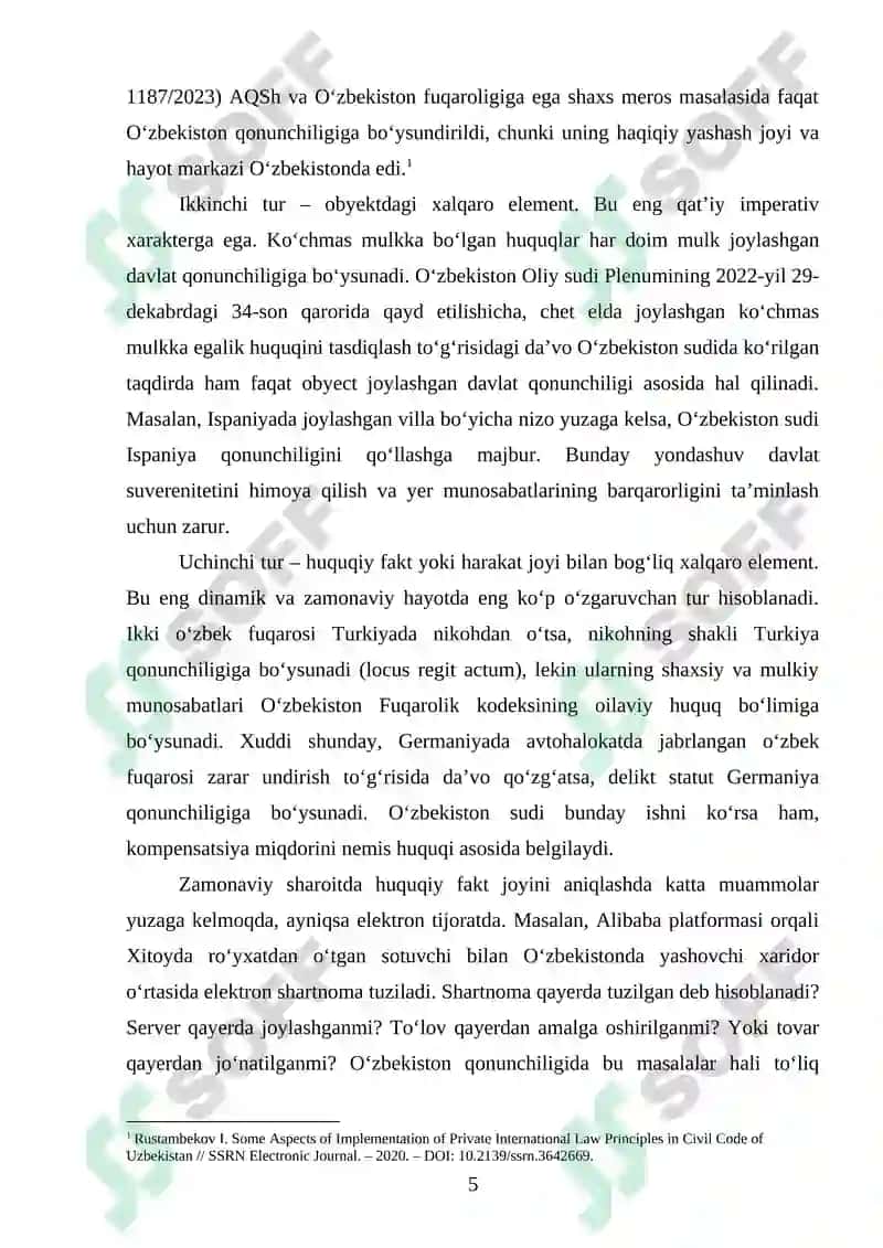 Xalqaro Xususiy Huquq Normalarini Fuqarolik-Huquqiy Munosabatlarga Nisbatan Tatbiq Qilish 5