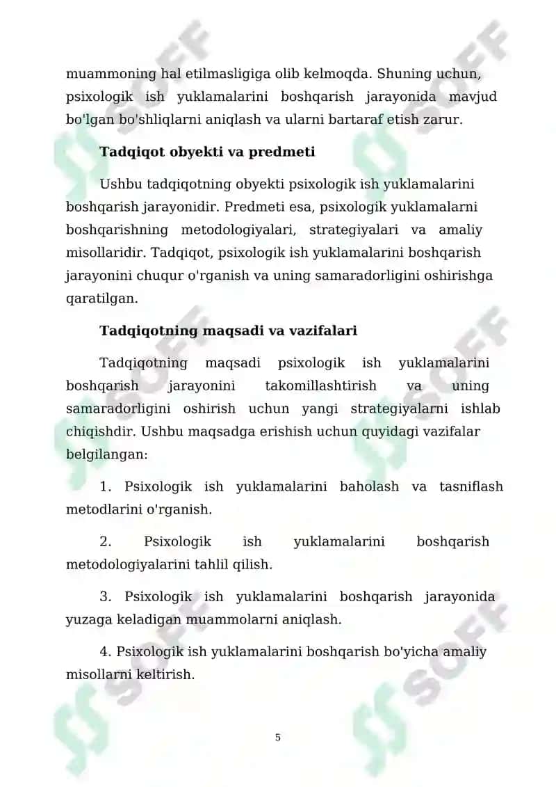 Psixologning ish yuklamalarini boshqarish 5