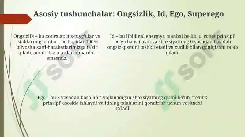 Psixologik maslahatga psixoanalitik yondashuvlarning xususiyatlari. 5