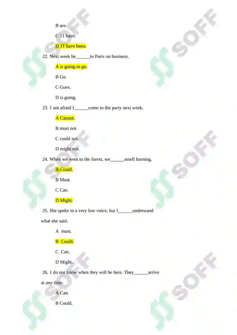 Verb Tenses Practice Questions 5
