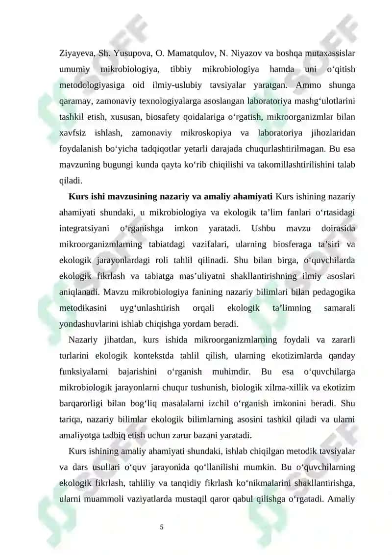 Mikrobiologiyada ekologik ta’limni kuchaytirish metodikasi 5