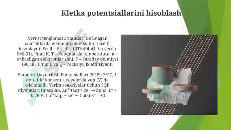 Metallarning standart elektrkimyoviy potensiallari qatori va uni qõllanishi 5