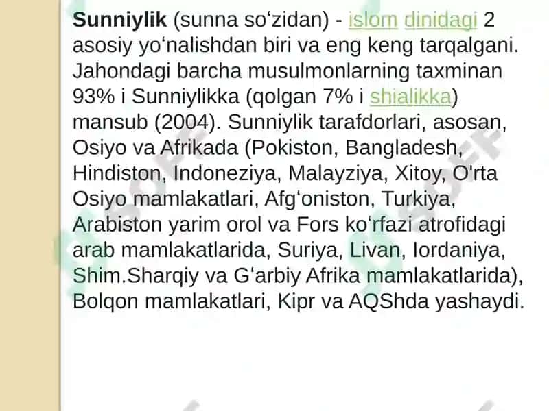 Islomda sunniylik, shialik va horijiylik 5