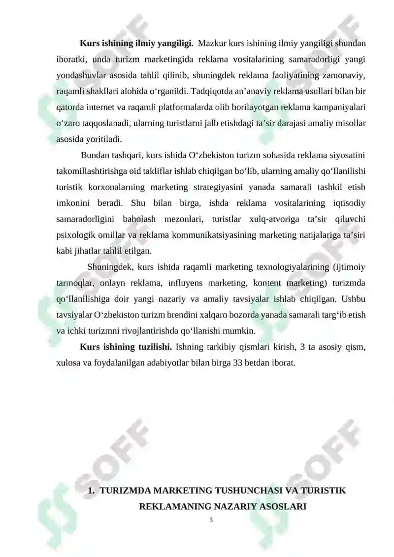 TURIZM MARKETINGIDA REKLAMA VOSITALARI VA ULARNING TAHLILI 5