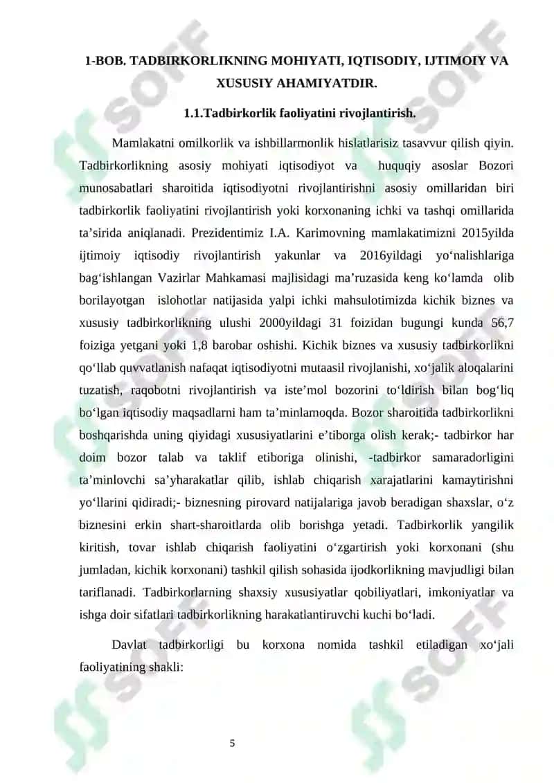 Kichik biznes va tadbirkorlik faoliyati 5