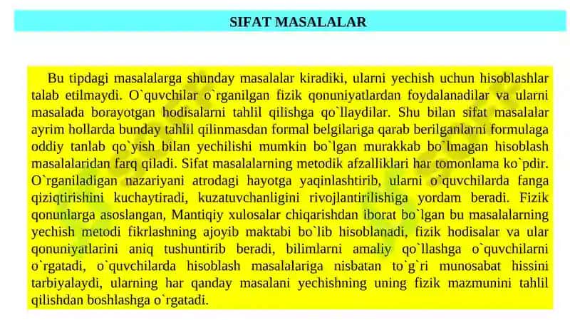 MASALALARNING KLASSIFIKATSIYASI 5